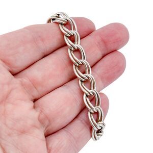 Vintage Italy Sterling Silver 925 Double Link Chain Bracelet 7.25"